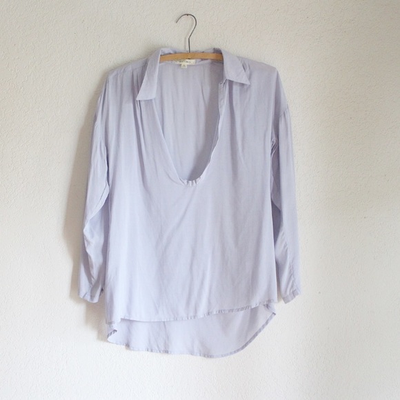Plunge V neck long sleeve top - Picture 2 of 8